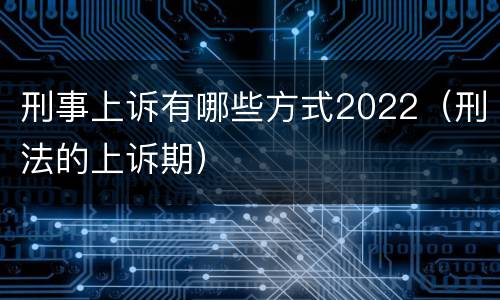 刑事上诉有哪些方式2022（刑法的上诉期）