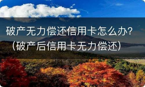 破产无力偿还信用卡怎么办？（破产后信用卡无力偿还）
