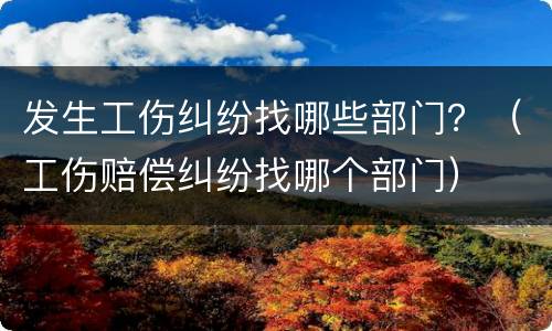 发生工伤纠纷找哪些部门？（工伤赔偿纠纷找哪个部门）
