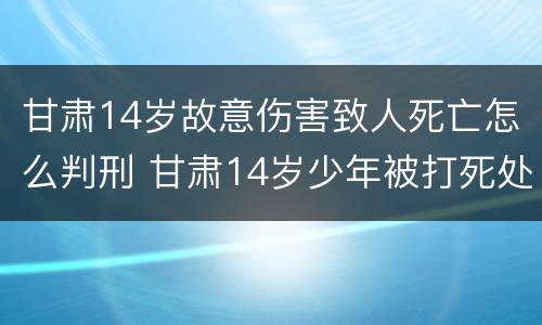 甘肃14岁故意伤害致人死亡怎么判刑 甘肃14岁少年被打死处理结果