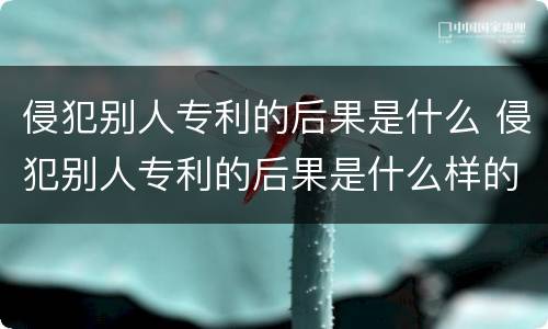 侵犯别人专利的后果是什么 侵犯别人专利的后果是什么样的