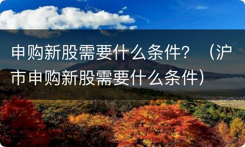 申购新股需要什么条件？（沪市申购新股需要什么条件）