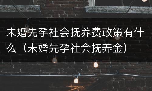 未婚先孕社会抚养费政策有什么（未婚先孕社会抚养金）