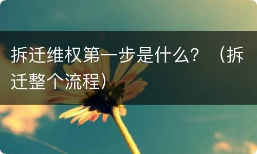 拆迁维权第一步是什么？（拆迁整个流程）