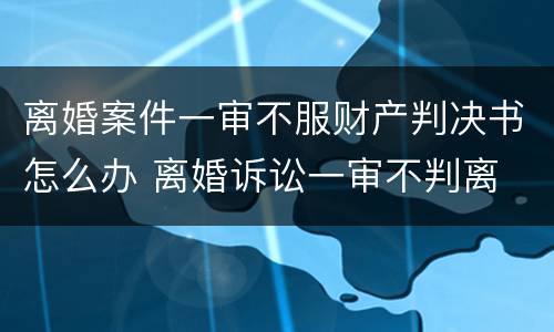 离婚案件一审不服财产判决书怎么办 离婚诉讼一审不判离