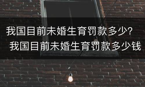 我国目前未婚生育罚款多少？ 我国目前未婚生育罚款多少钱
