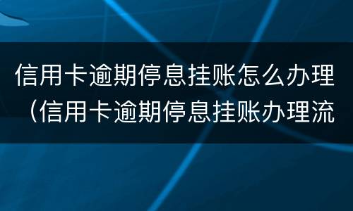 信用卡逾期停息挂账怎么办理（信用卡逾期停息挂账办理流程）