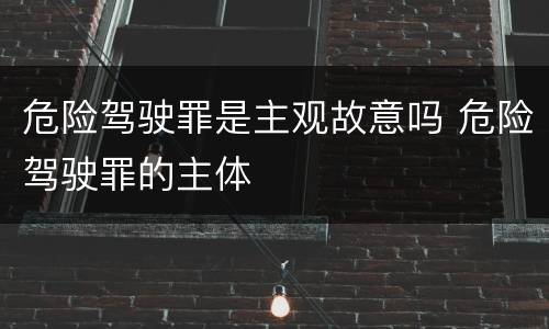危险驾驶罪是主观故意吗 危险驾驶罪的主体