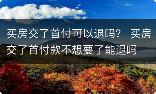 买房交了首付可以退吗？ 买房交了首付款不想要了能退吗