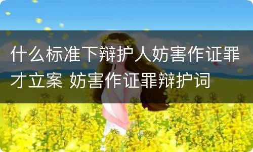 什么标准下辩护人妨害作证罪才立案 妨害作证罪辩护词