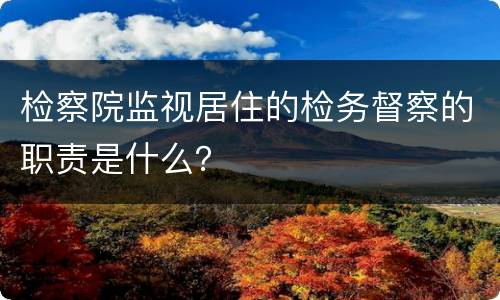 检察院监视居住的检务督察的职责是什么？