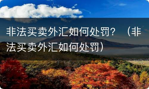 非法买卖外汇如何处罚？（非法买卖外汇如何处罚）