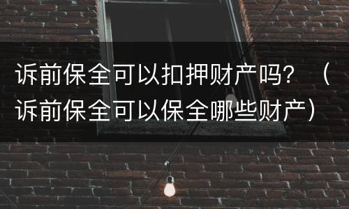 诉前保全可以扣押财产吗？（诉前保全可以保全哪些财产）