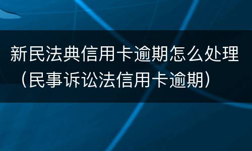 新民法典信用卡逾期怎么处理（民事诉讼法信用卡逾期）