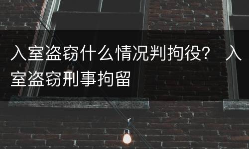 入室盗窃什么情况判拘役？ 入室盗窃刑事拘留