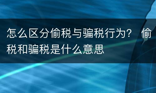 怎么区分偷税与骗税行为？ 偷税和骗税是什么意思