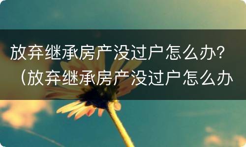 放弃继承房产没过户怎么办？（放弃继承房产没过户怎么办理）