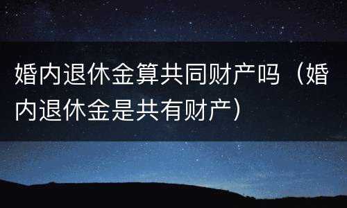 婚内退休金算共同财产吗（婚内退休金是共有财产）