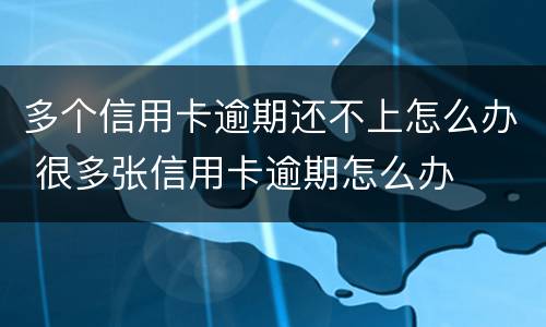 多个信用卡逾期还不上怎么办 很多张信用卡逾期怎么办