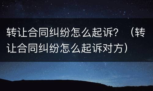 转让合同纠纷怎么起诉？（转让合同纠纷怎么起诉对方）