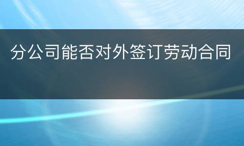 分公司能否对外签订劳动合同