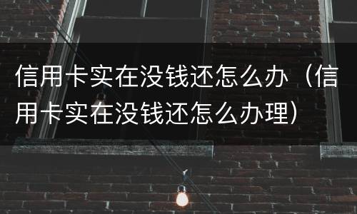 信用卡实在没钱还怎么办（信用卡实在没钱还怎么办理）