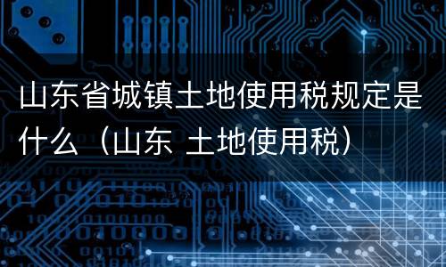 山东省城镇土地使用税规定是什么（山东 土地使用税）