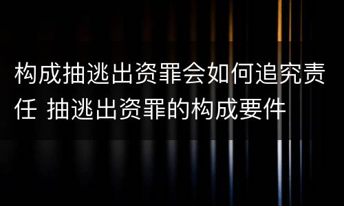 构成抽逃出资罪会如何追究责任 抽逃出资罪的构成要件