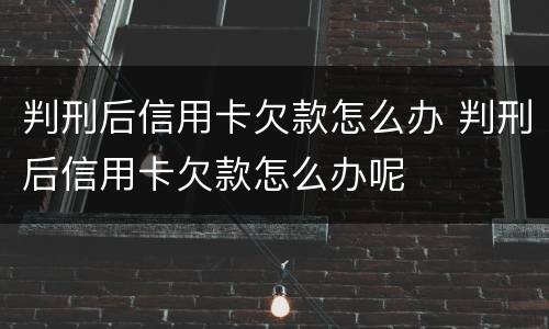 判刑后信用卡欠款怎么办 判刑后信用卡欠款怎么办呢
