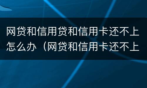 网贷和信用贷和信用卡还不上怎么办（网贷和信用卡还不上有什么后果）