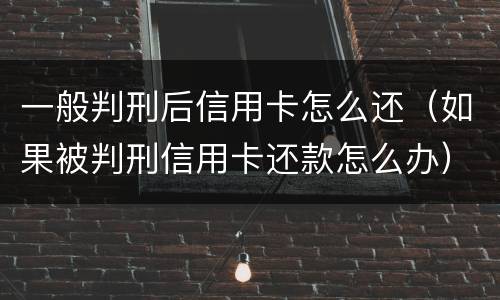 一般判刑后信用卡怎么还（如果被判刑信用卡还款怎么办）