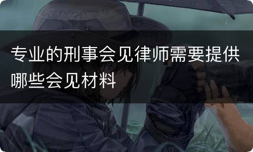 专业的刑事会见律师需要提供哪些会见材料