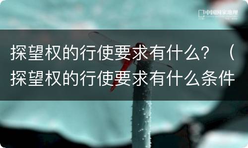 探望权的行使要求有什么？（探望权的行使要求有什么条件）