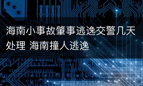 海南小事故肇事逃逸交警几天处理 海南撞人逃逸