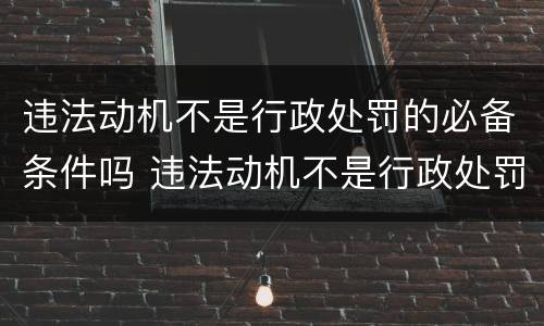 违法动机不是行政处罚的必备条件吗 违法动机不是行政处罚的必备条件吗为什么