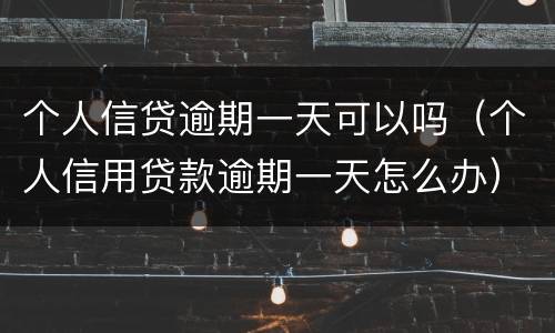 个人信贷逾期一天可以吗（个人信用贷款逾期一天怎么办）