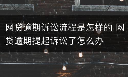 网贷逾期诉讼流程是怎样的 网贷逾期提起诉讼了怎么办