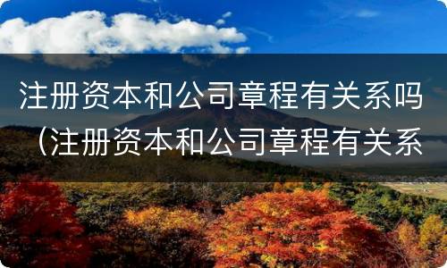 注册资本和公司章程有关系吗（注册资本和公司章程有关系吗知乎）