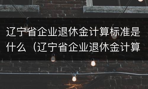 辽宁省企业退休金计算标准是什么（辽宁省企业退休金计算标准是什么样的）