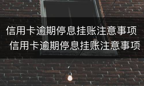 信用卡逾期停息挂账注意事项 信用卡逾期停息挂账注意事项有哪些
