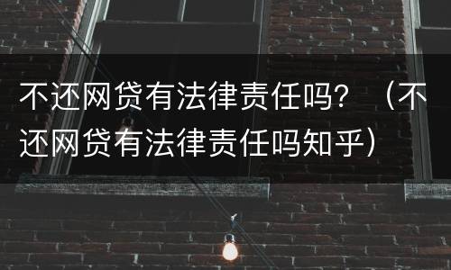 不还网贷有法律责任吗？（不还网贷有法律责任吗知乎）