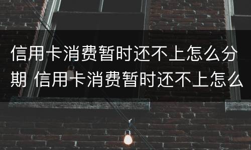 信用卡消费暂时还不上怎么分期 信用卡消费暂时还不上怎么分期还不了