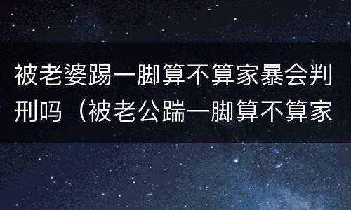 被老婆踢一脚算不算家暴会判刑吗（被老公踹一脚算不算家暴）