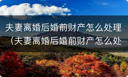 夫妻离婚后婚前财产怎么处理（夫妻离婚后婚前财产怎么处理好）