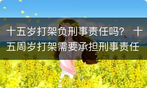 十五岁打架负刑事责任吗？ 十五周岁打架需要承担刑事责任吗