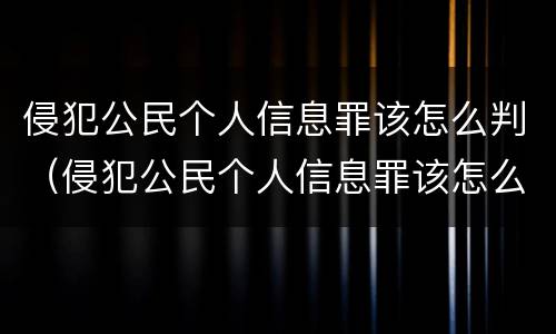 侵犯公民个人信息罪该怎么判（侵犯公民个人信息罪该怎么判刑）