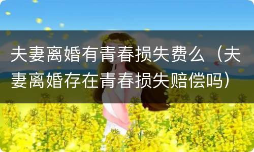 夫妻离婚有青春损失费么（夫妻离婚存在青春损失赔偿吗）