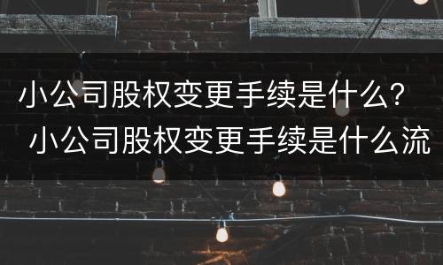小公司股权变更手续是什么？ 小公司股权变更手续是什么流程