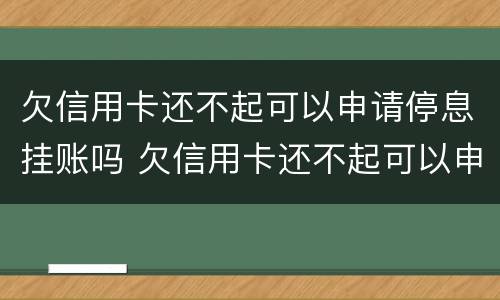 欠信用卡还不起可以申请停息挂账吗 欠信用卡还不起可以申请停息挂账吗