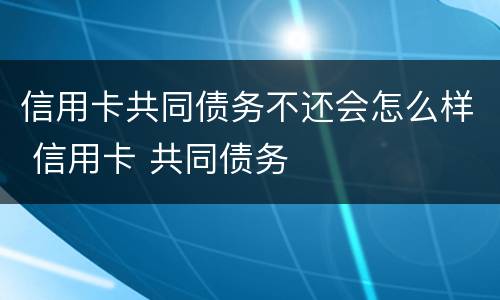 信用卡共同债务不还会怎么样 信用卡 共同债务